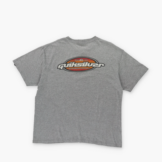 QUIKSILVER 'USA Made' Small Logo Back Graphic Surf Grey T-Shirt (S)