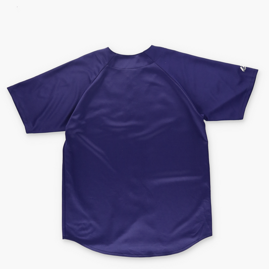 MLB MAJESTIC Atlanta Braves Embroidered Navy Button Up Jersey (L)