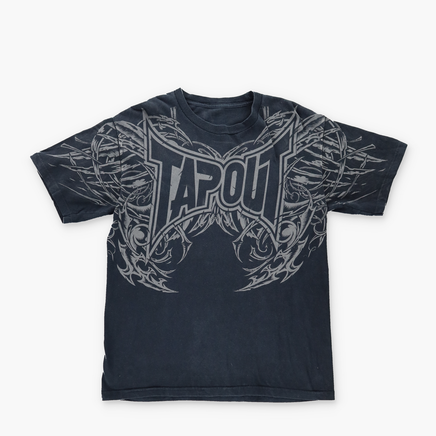 TAPOUT Y2K Grunge Punk Double Sided Graphic Black T-Shirt (S)