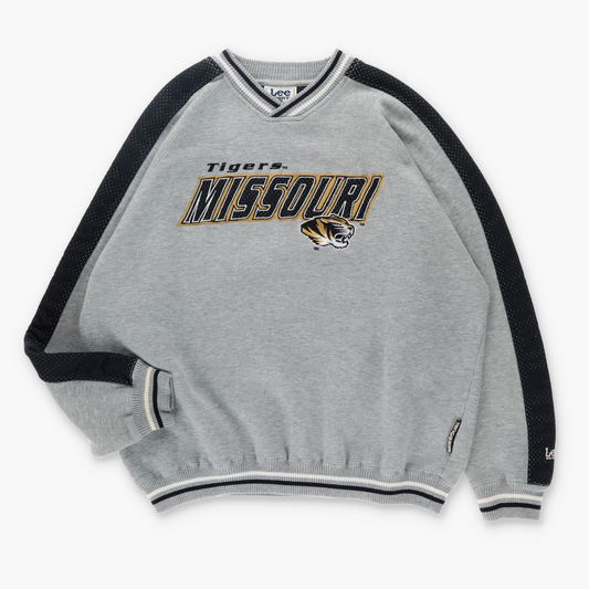 LEE Tigers Missouri Embroidered Mesh Grey Sweatshirt (XXL)