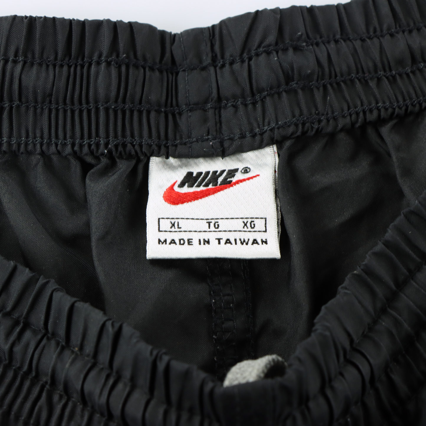 NIKE Black & Red Embroidered Swoosh Logo & White Piping Detail Ankle Zip Track Pants (XL)