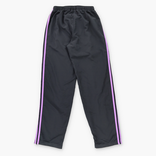 ADIDAS Embroidered Logo Black & Purple 3 Stripe Straight Leg Track Pants (Women's S)