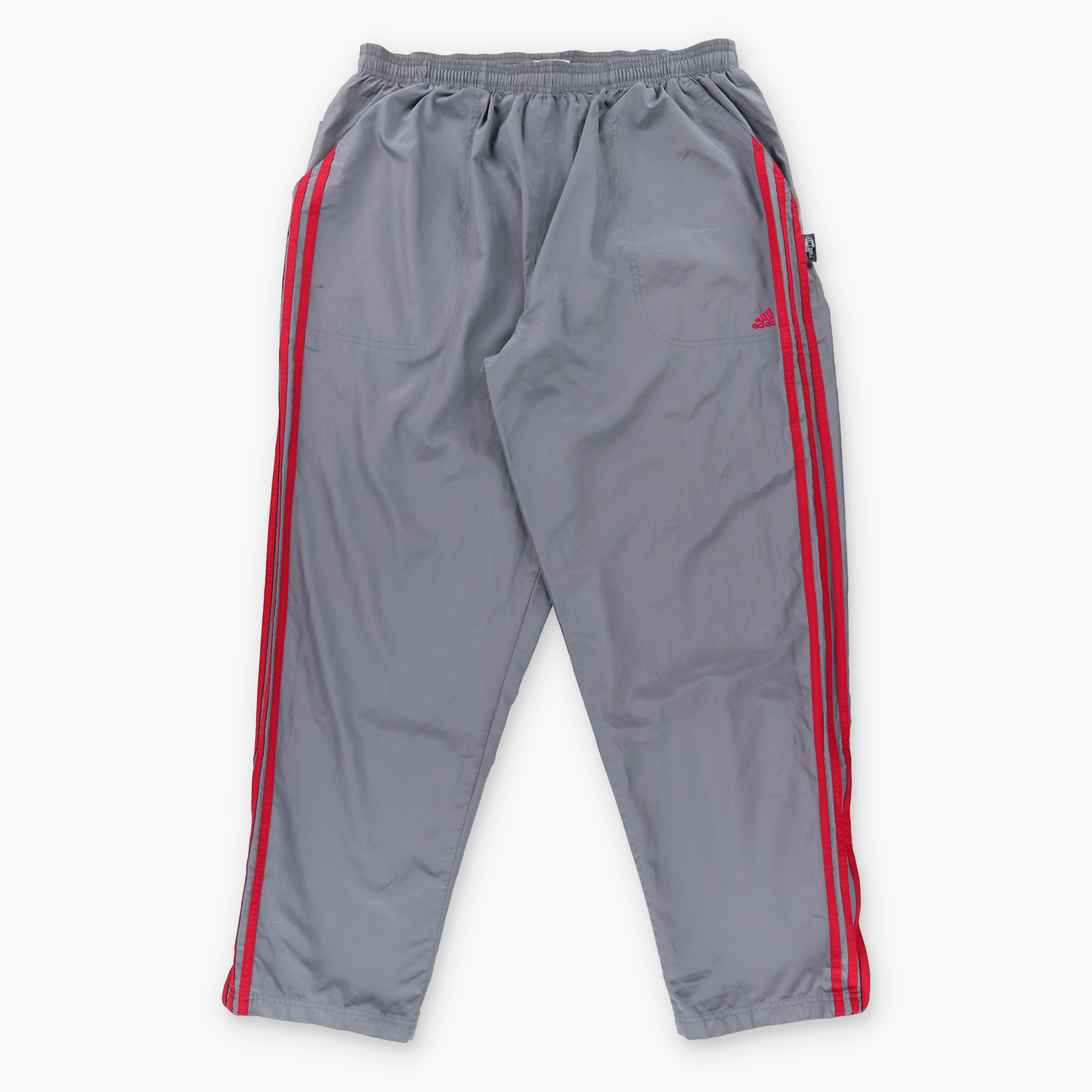 ADIDAS 3 Stripe Grey & Red Embroidered Logo 'Climashell' Track Pants (XXL)