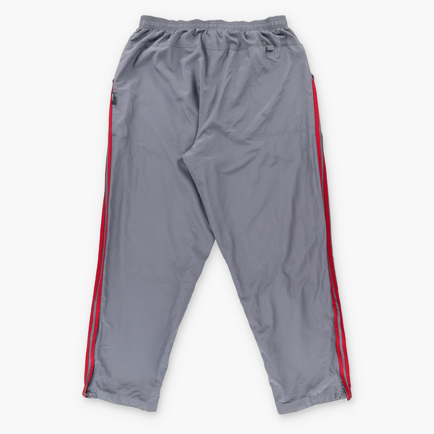 ADIDAS 3 Stripe Grey & Red Embroidered Logo 'Climashell' Track Pants (XXL)
