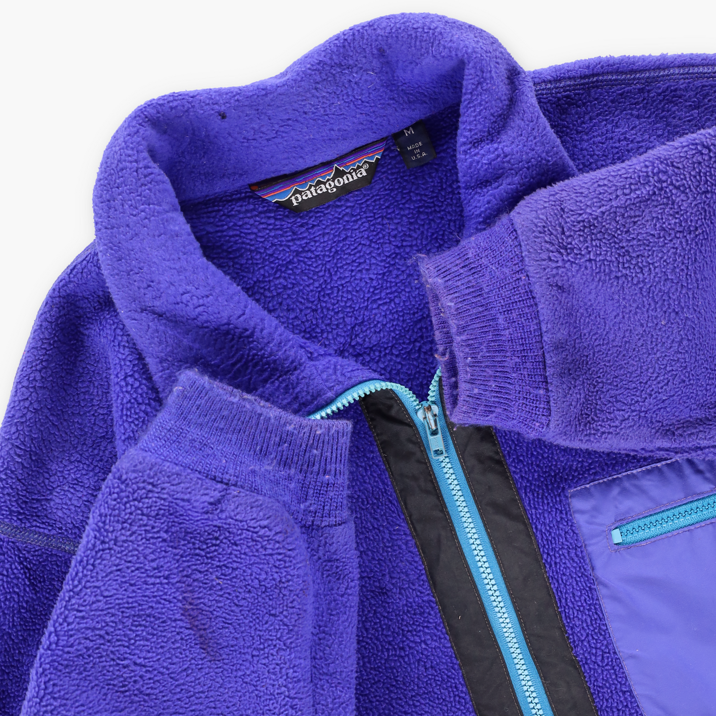 PATAGONIA 'USA Made' Vintage Purple 1 Pocket 1/2 Zip Fleece Sweatshirt Pullover (M-L)