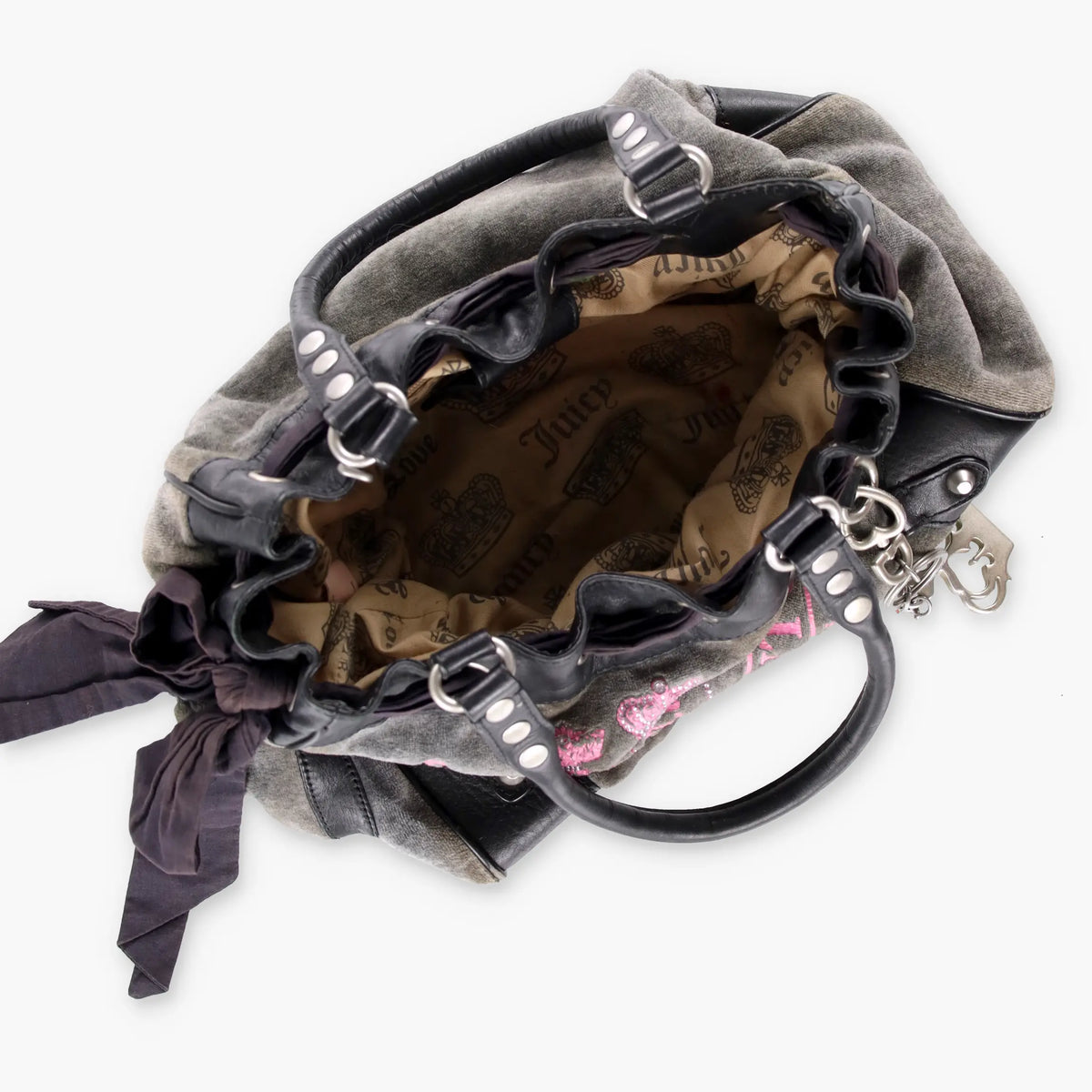 JUICY COUTURE Y2K 'Daydreamer' Pink Scottie Velour Charm Bag Vintage Sole Melbourne