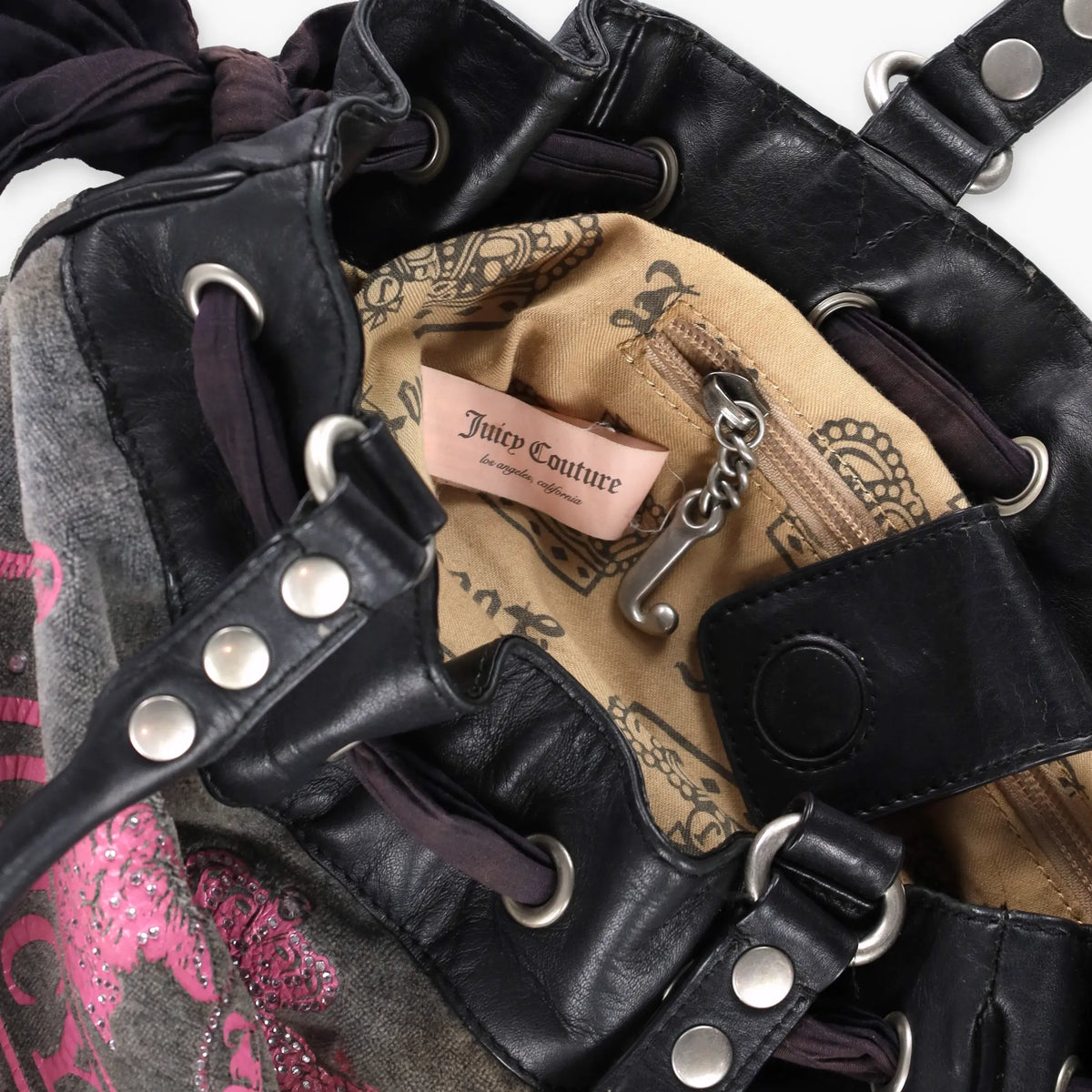 JUICY COUTURE Y2K 'Daydreamer' Pink Scottie Velour Charm Bag Vintage Sole Melbourne