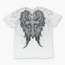 AFFLICTION Rare Winged Cross Silver & White USA Made Y2K T-Shirt (XL)