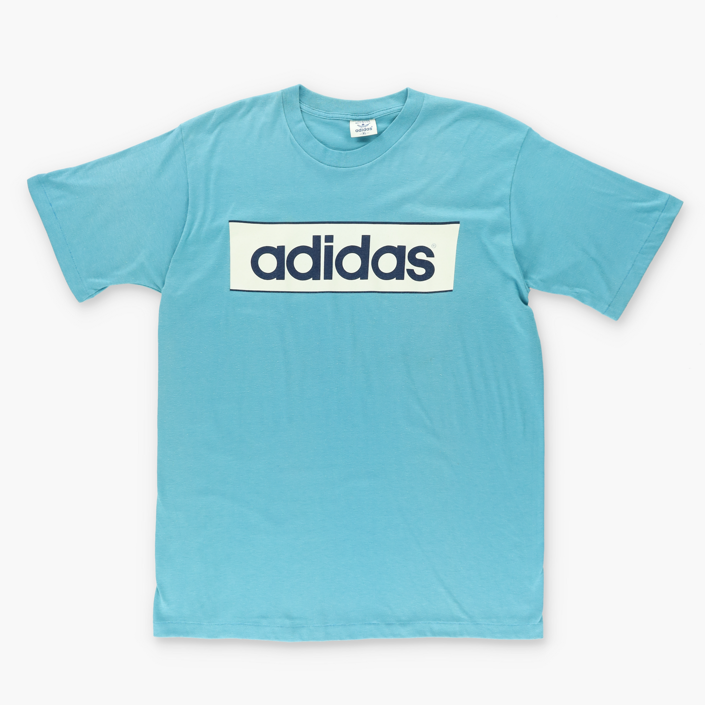 ADIDAS Blue Spell Out Logo Single Stitch T-Shirt (L-XL)