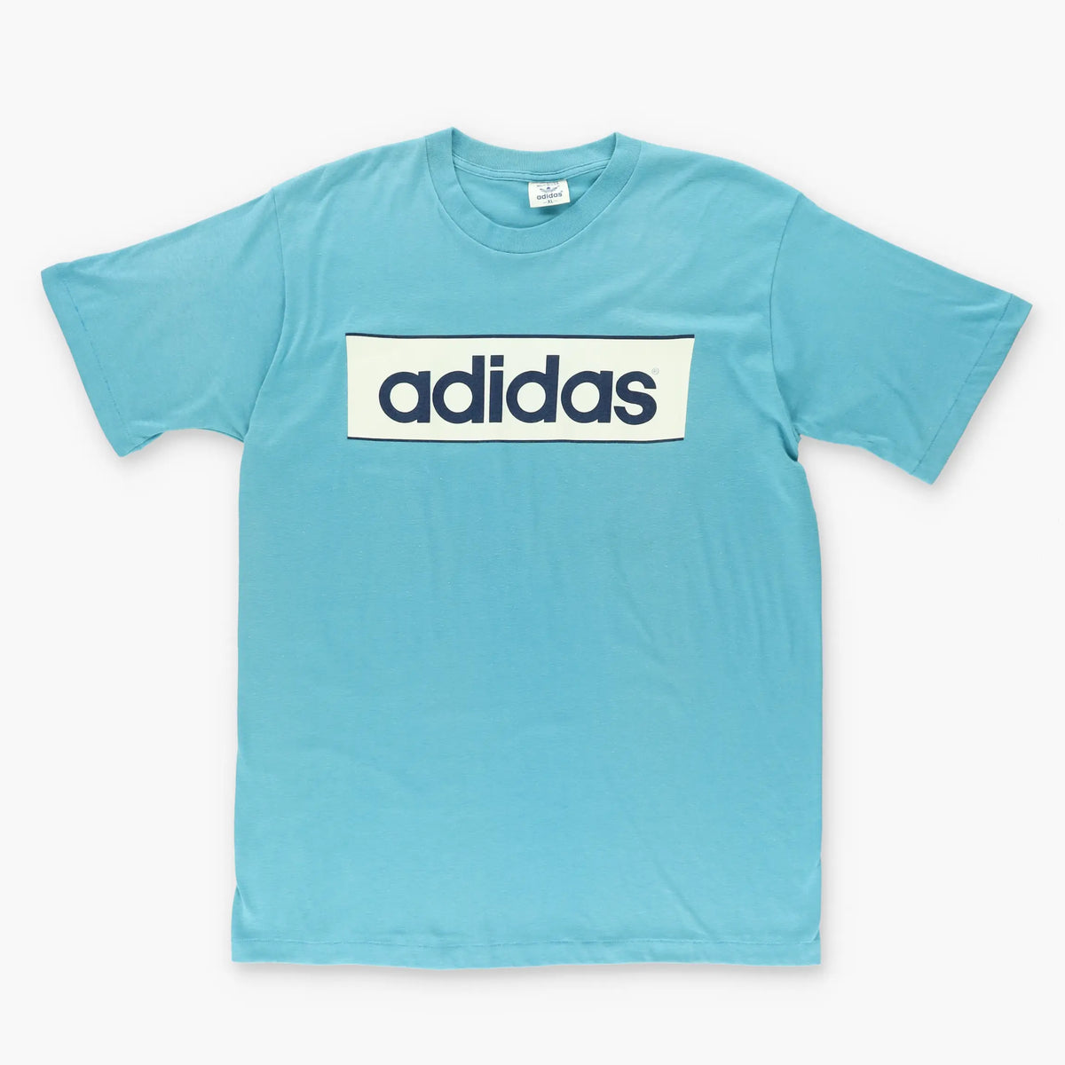 ADIDAS Blue Spell Out Logo Single Stitch T-Shirt (L-XL) Vintage Sole Melbourne