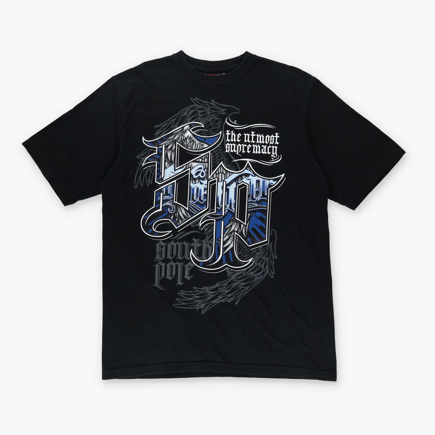 SOUTHPOLE Y2K Grunge Wing Graffiti Logo Black Tee (XL)