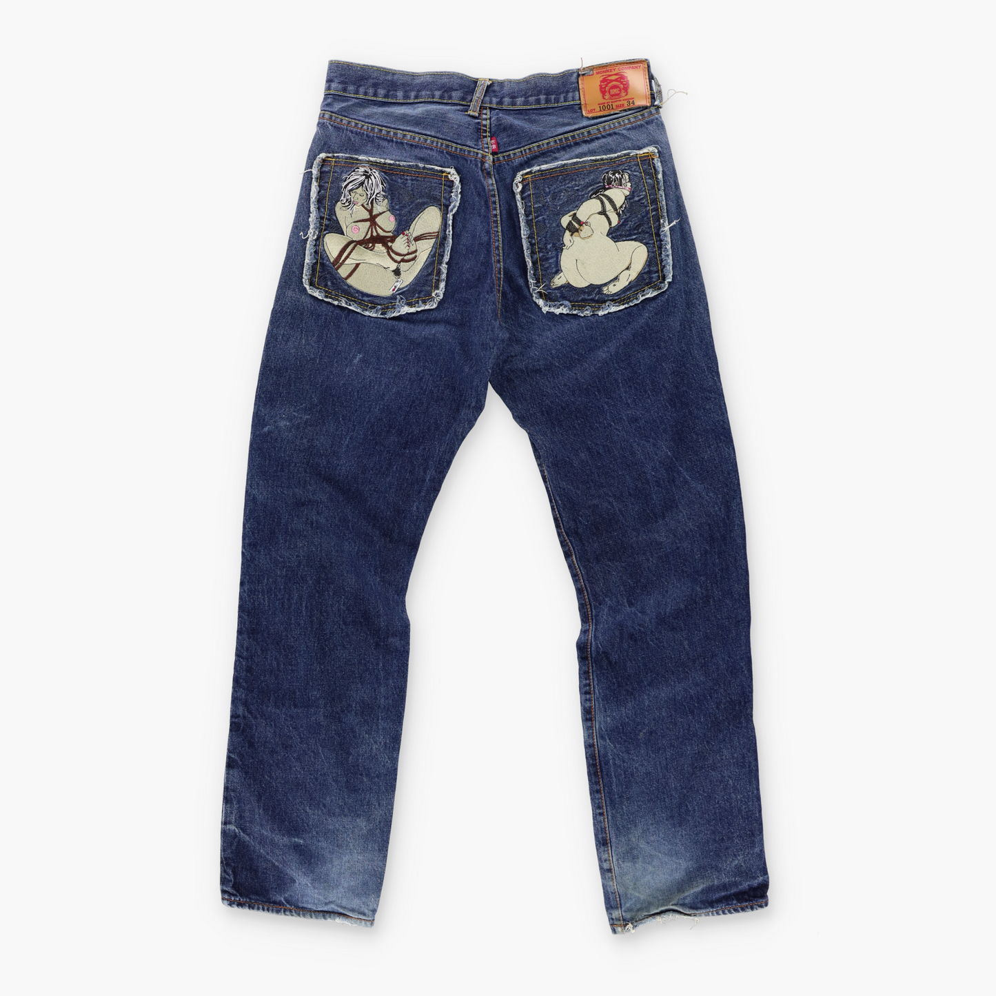 RMC Red Monkey Lot 1001 Embroidered Erotic Hentai Y2K Jeans (34)