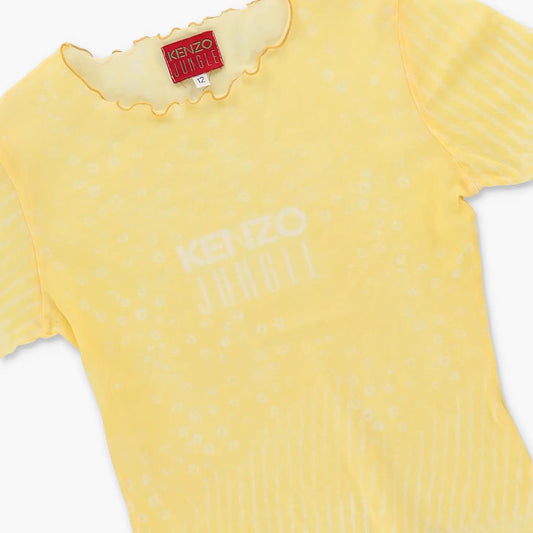 KENZO JUNGLE Mesh Lettuce Hem Y2K Top (Women's S) Vintage Sole Melbourne
