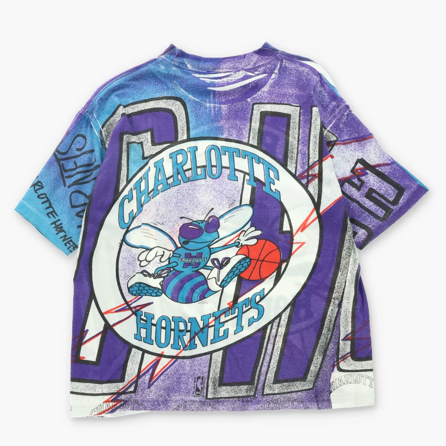 NBA Charlotte Hornets Teal & Purple All Over Basketball T-Shirt (L) Vintage Sole Melbourne