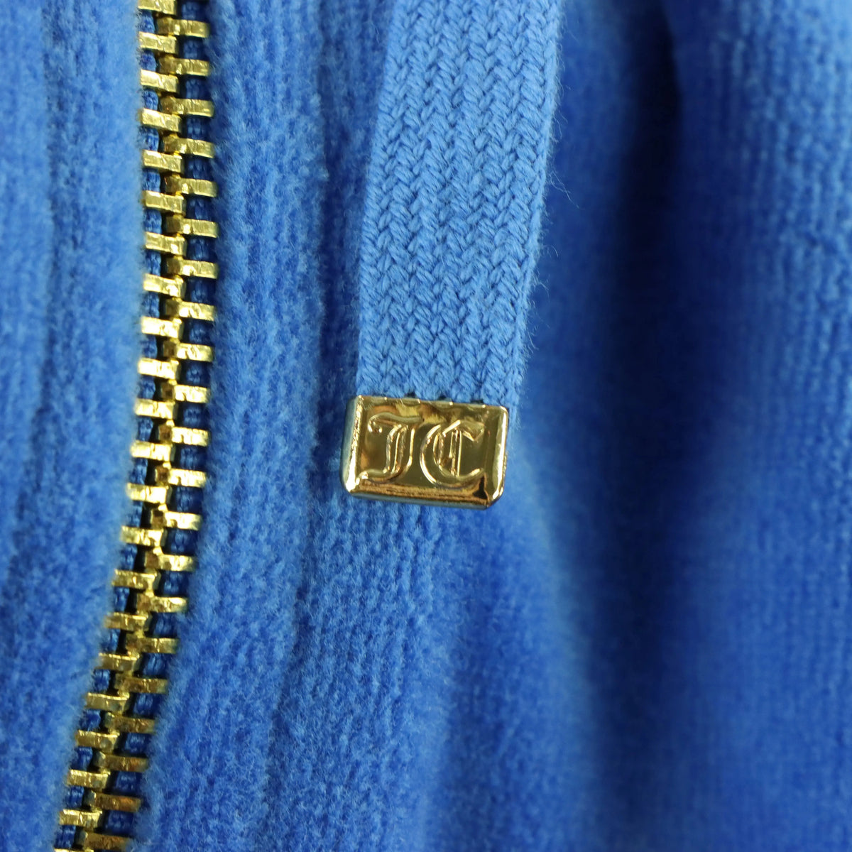 Vintage JUICY COUTURE 'Allure Blue' Embellished Y2K Velour Hoodie Sweatshirt (S) Vintage Sole Melbourne