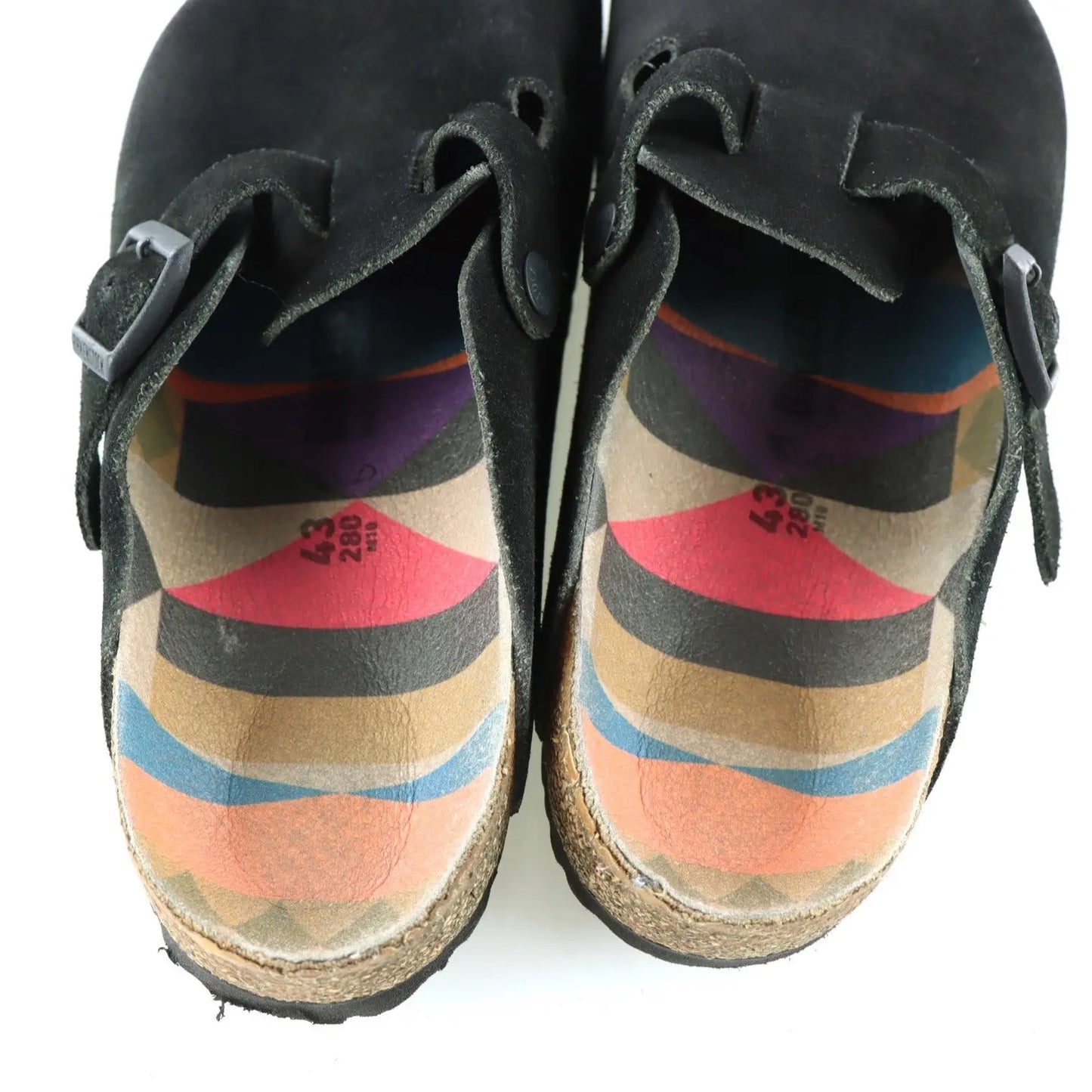 BIRKENSTOCK 'Boston' Black Suede Clogs (43/M10) Vintage Sole Melbourne
