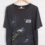 STAR WARS Millennium Falcon Fighter Death Star All Over T-Shirt (L)