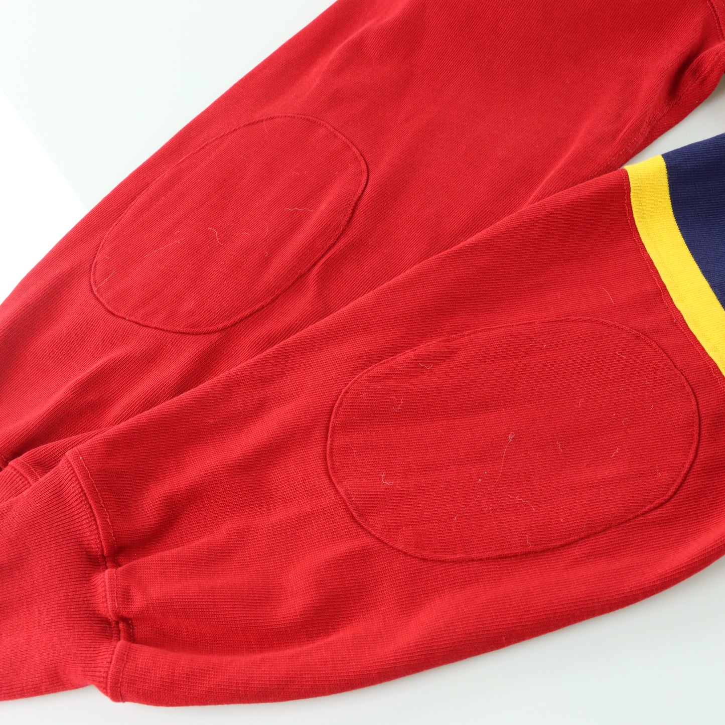 RALPH LAUREN POLO Shoulder & Elbow Pads Red Embroidered Logo Collared Rugby Jumper USA Made (XL)