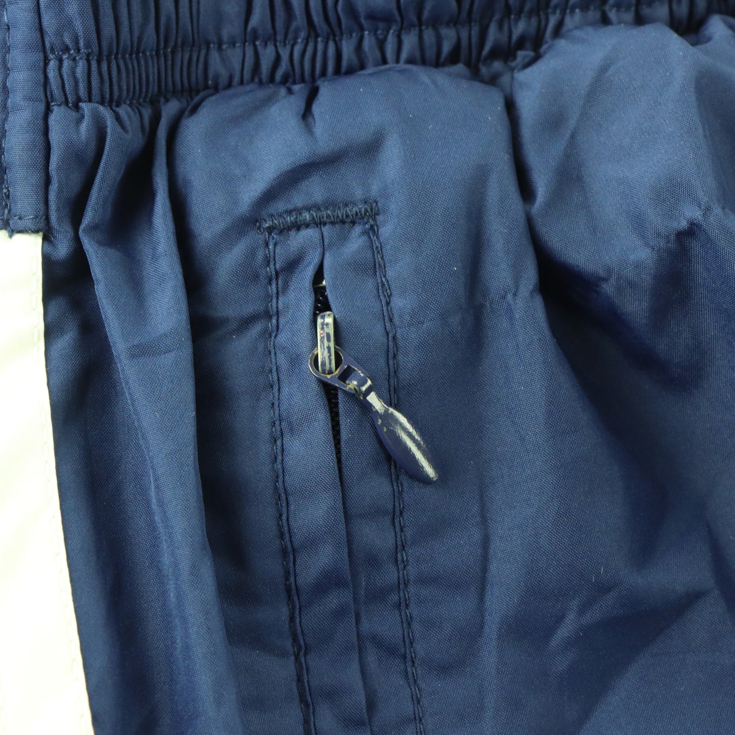 ADIDAS Blue & White 3-Stripe Full Side Zip Wide Leg Track Pants (M)