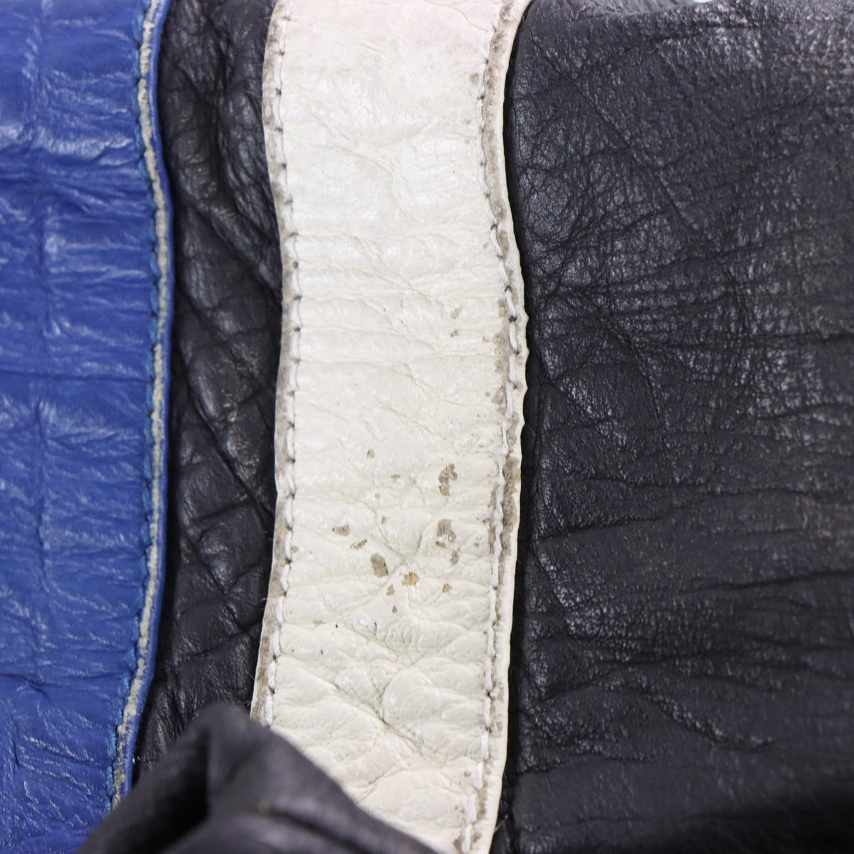 QUIKSILVER Y2K Leather Blue Stripe Vintage Motorcycle Jacket (M) Vintage Sole Melbourne