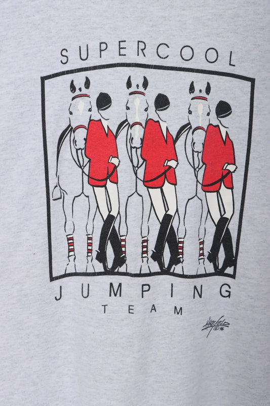 1996 'Supercool Jumping Team' Equestrian Printed Graphic T-Shirt (L) Vintage Sole Melbourne