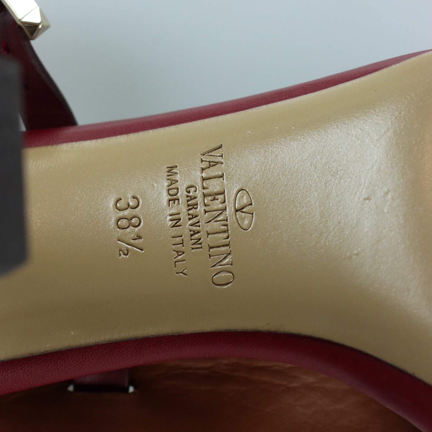 VALENTINO Rockstud Ankle Strap Italy Made Sandal Heels (38.5)