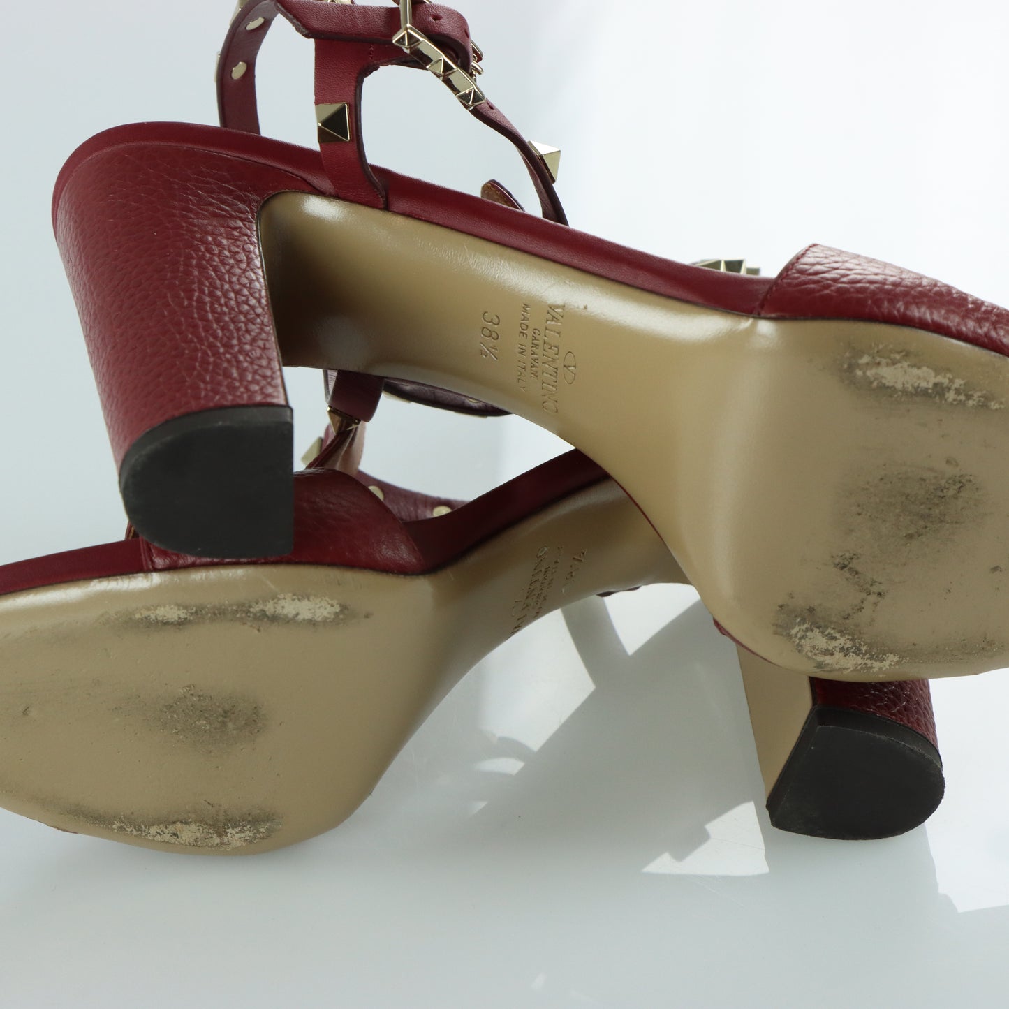 VALENTINO Rockstud Ankle Strap Italy Made Sandal Heels (38.5)