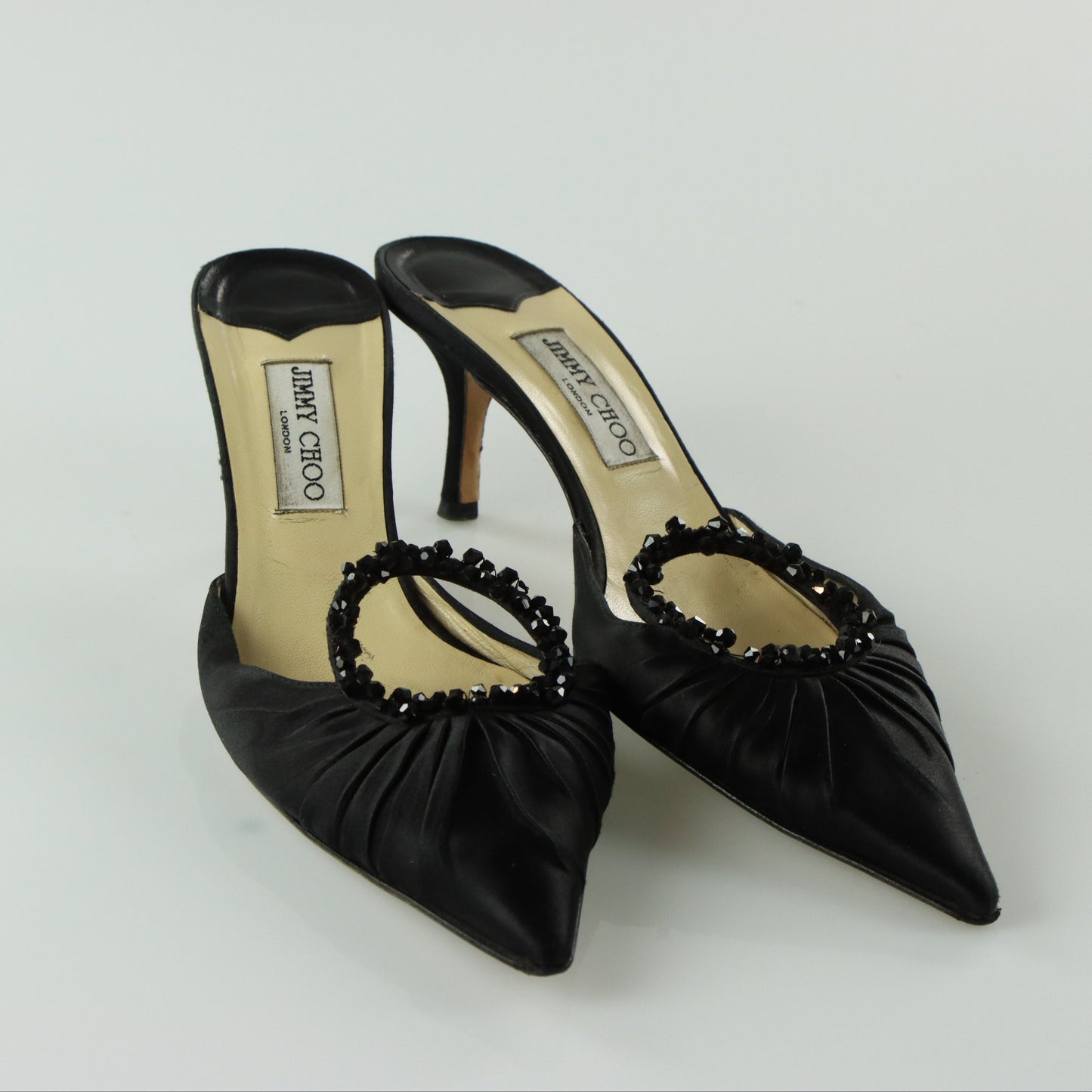 JIMMY CHOO 'Anne' Beaded Black Italy Made Mule Heels (42)