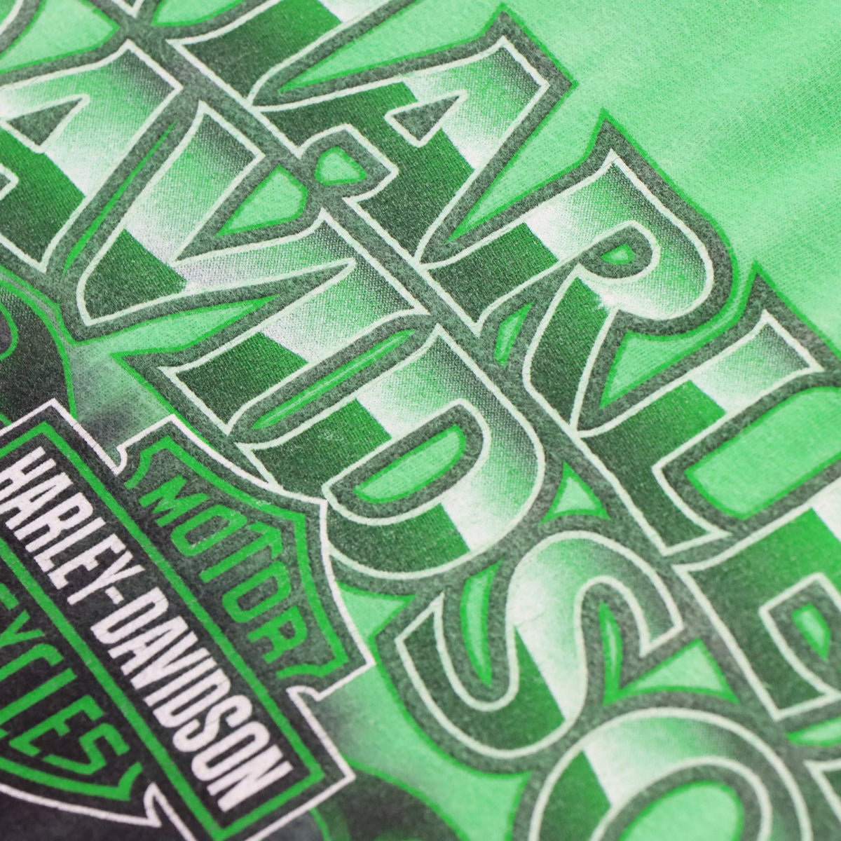Vintage HARLEY DAVIDSON Thunder Tower Tie Dye Green & Black T-Shirt (XL) Vintage Sole Melbourne