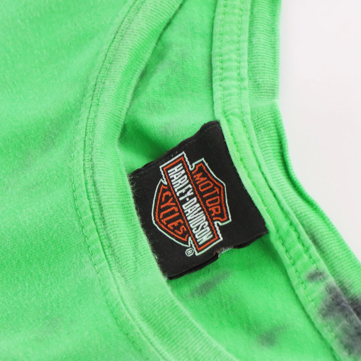 Vintage HARLEY DAVIDSON Thunder Tower Tie Dye Green & Black T-Shirt (XL) Vintage Sole Melbourne