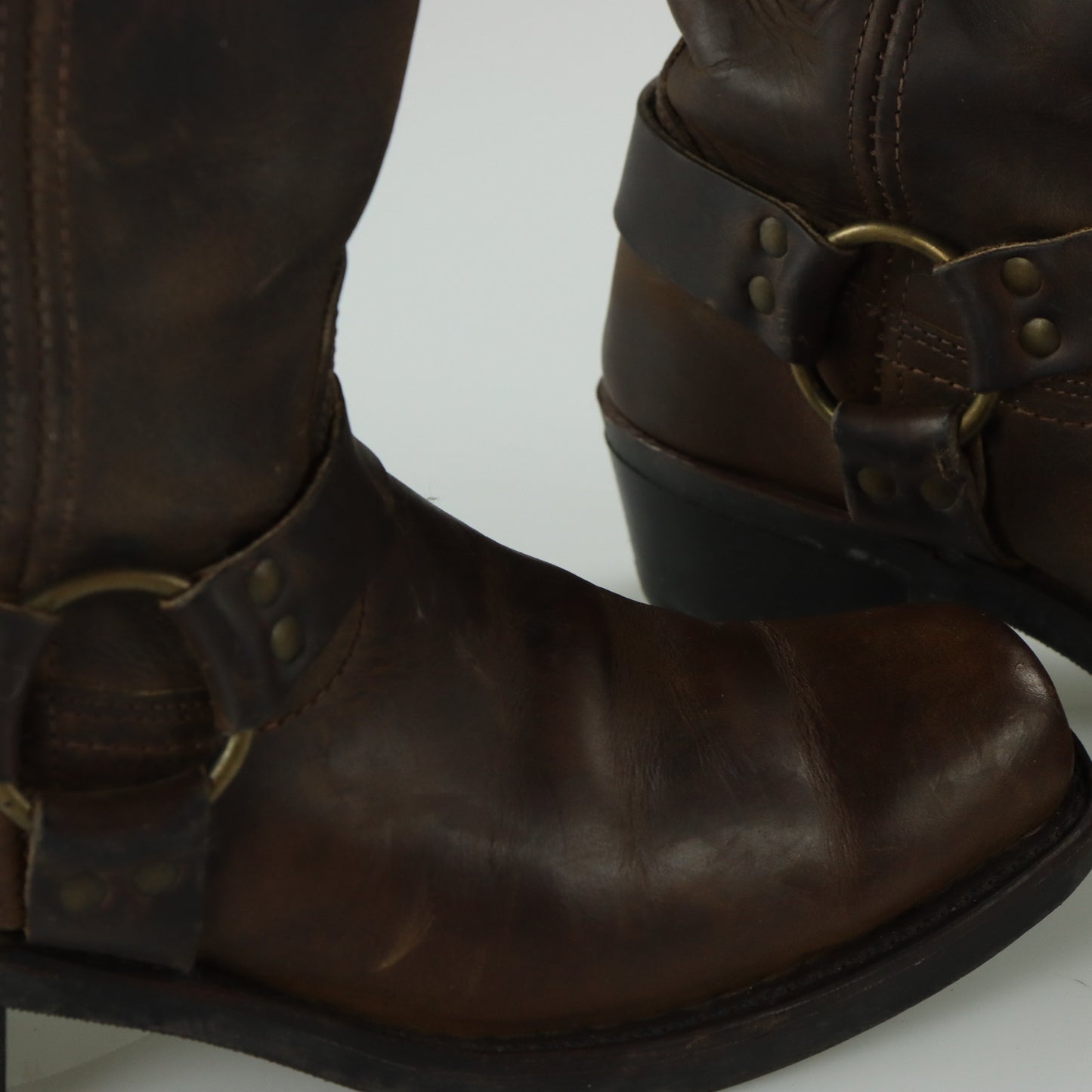 FRYE Smoke Brown Harness USA Made Motorcycle Boots (10)