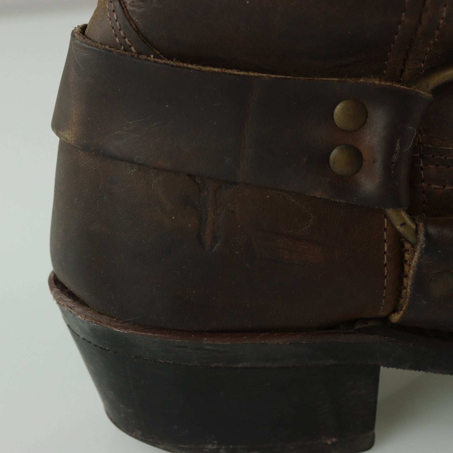 FRYE Smoke Brown Harness USA Made Motorcycle Boots (10)