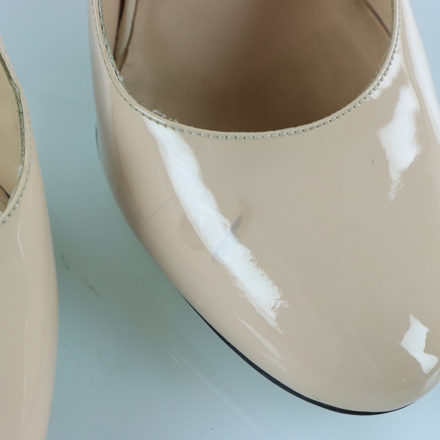 FENDI 'Eloise' Patent Pale Pink Italy Made Round Toe Pump Heels (39)