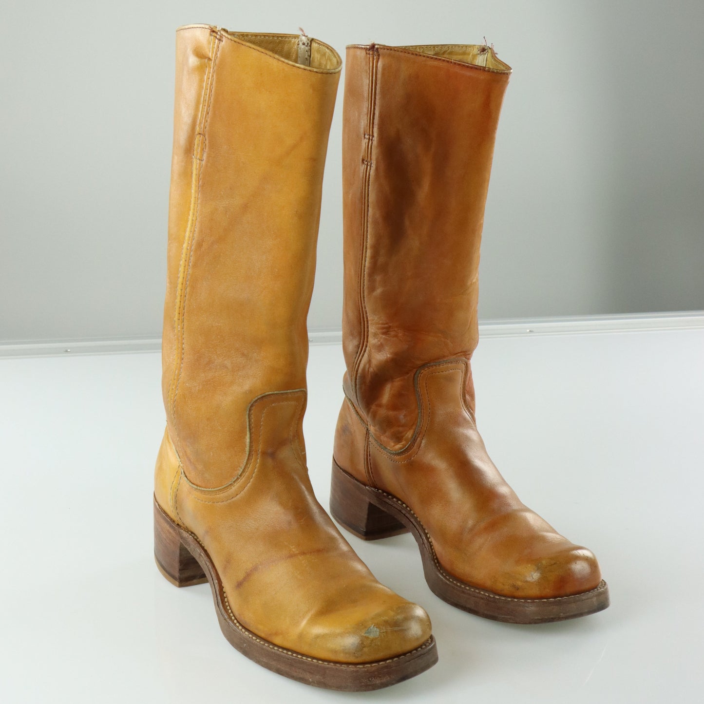 FRYE 'Campus' Square Toe Sunrise Orange USA Made Boots (10)