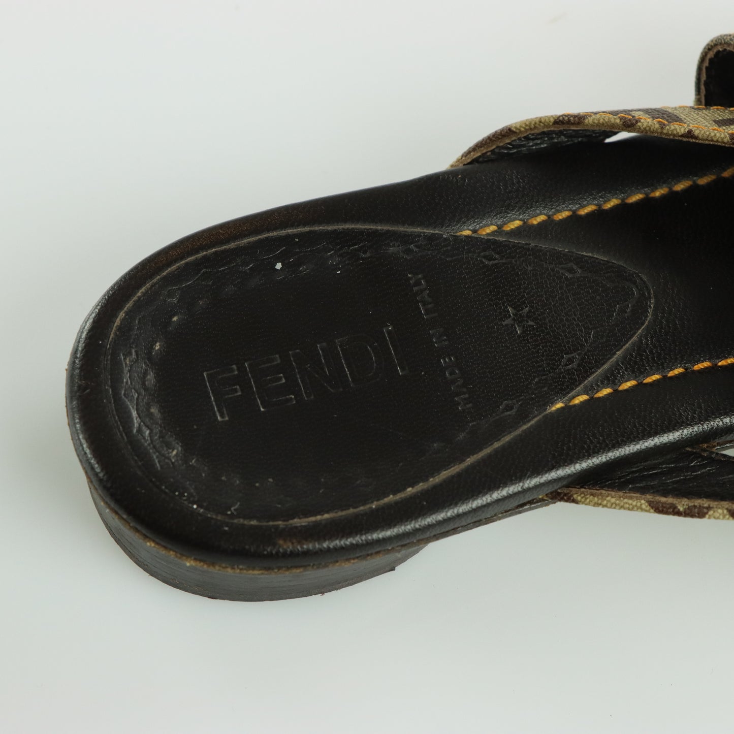 FENDI Italian Made Turquoise & Brown Flat Leather Sandals (39.5)