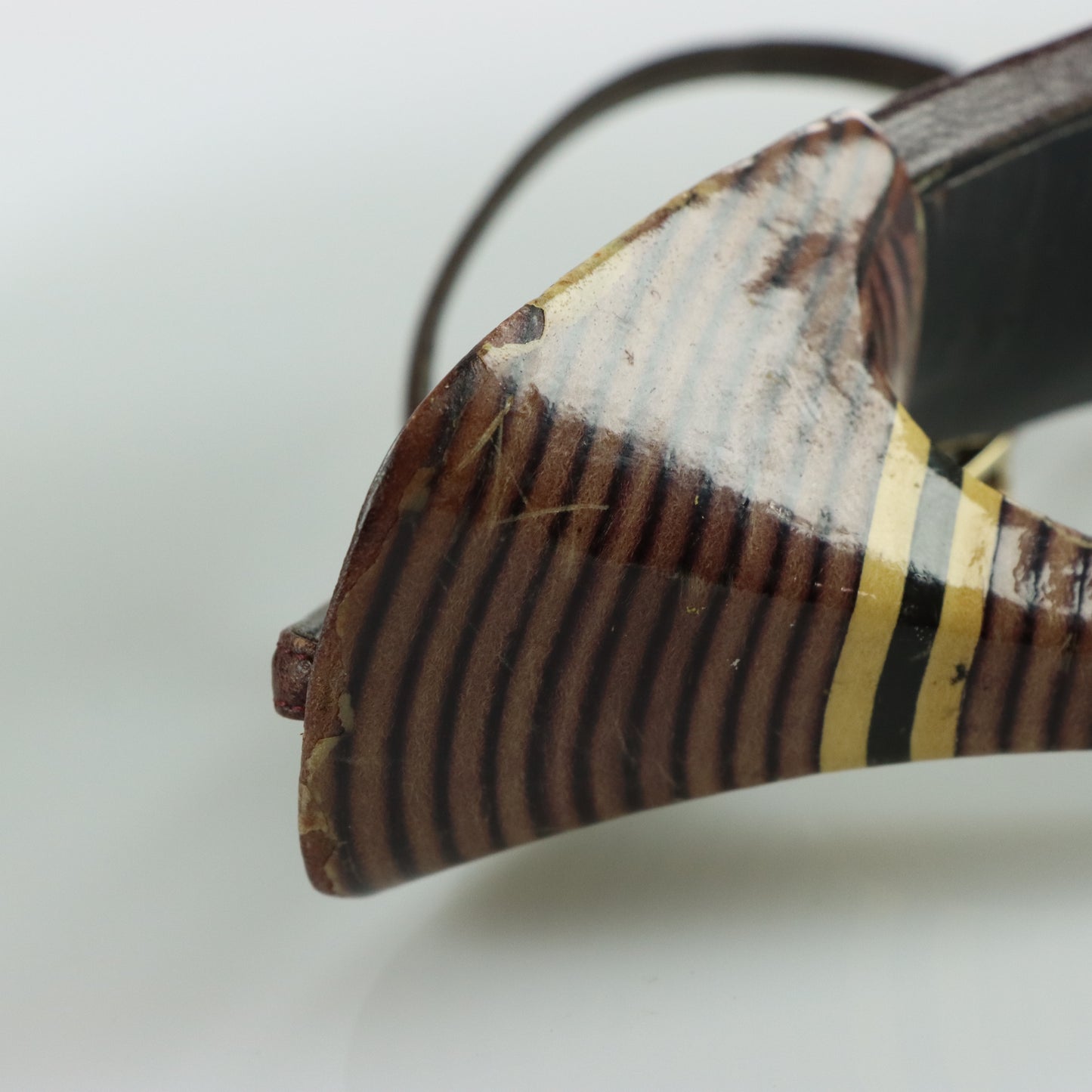GUCCI Italian Made Strappy Brown Striped Sandal Heels (6.5)