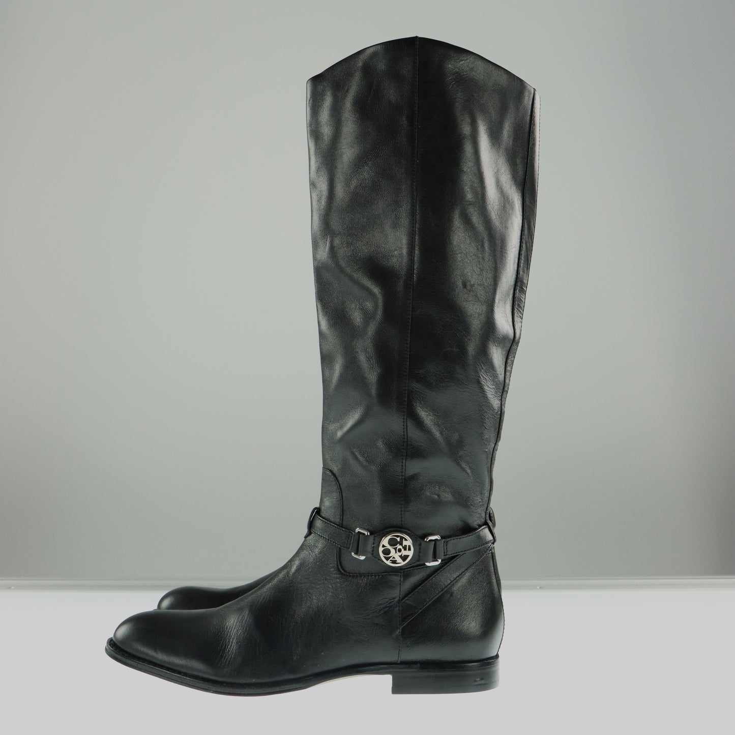 COACH Mysie Black Knee High Leather Riding Boots (11)