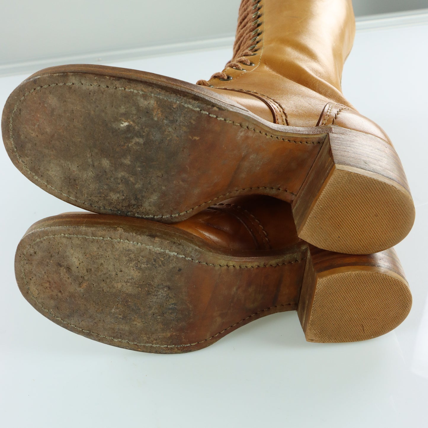 BORT CARLETON 70s 'USA Made' Vintage Lace Up Brown Leather Boots (9)