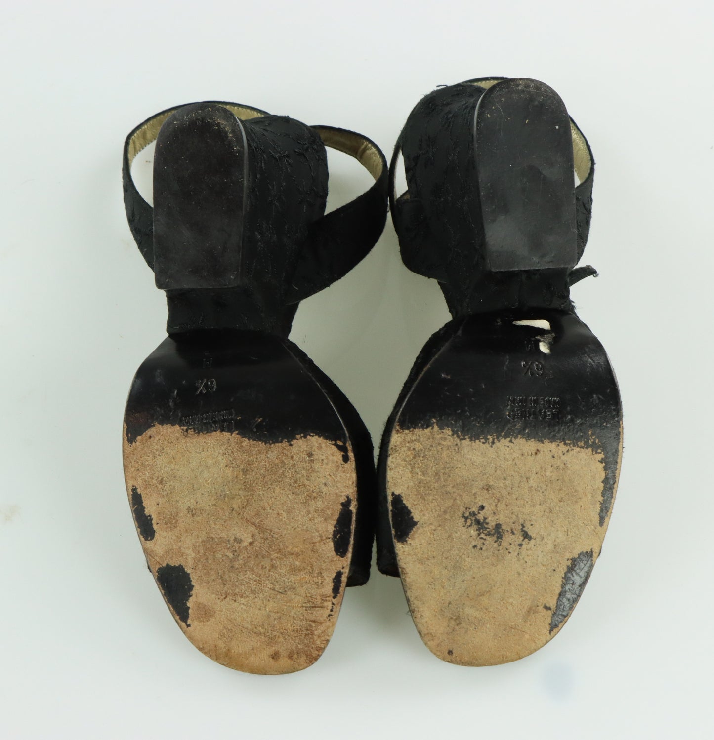 YVES SAINT LAURENT YSL Embroidered Open Toe Strappy Black Wedges Heels (6.5)