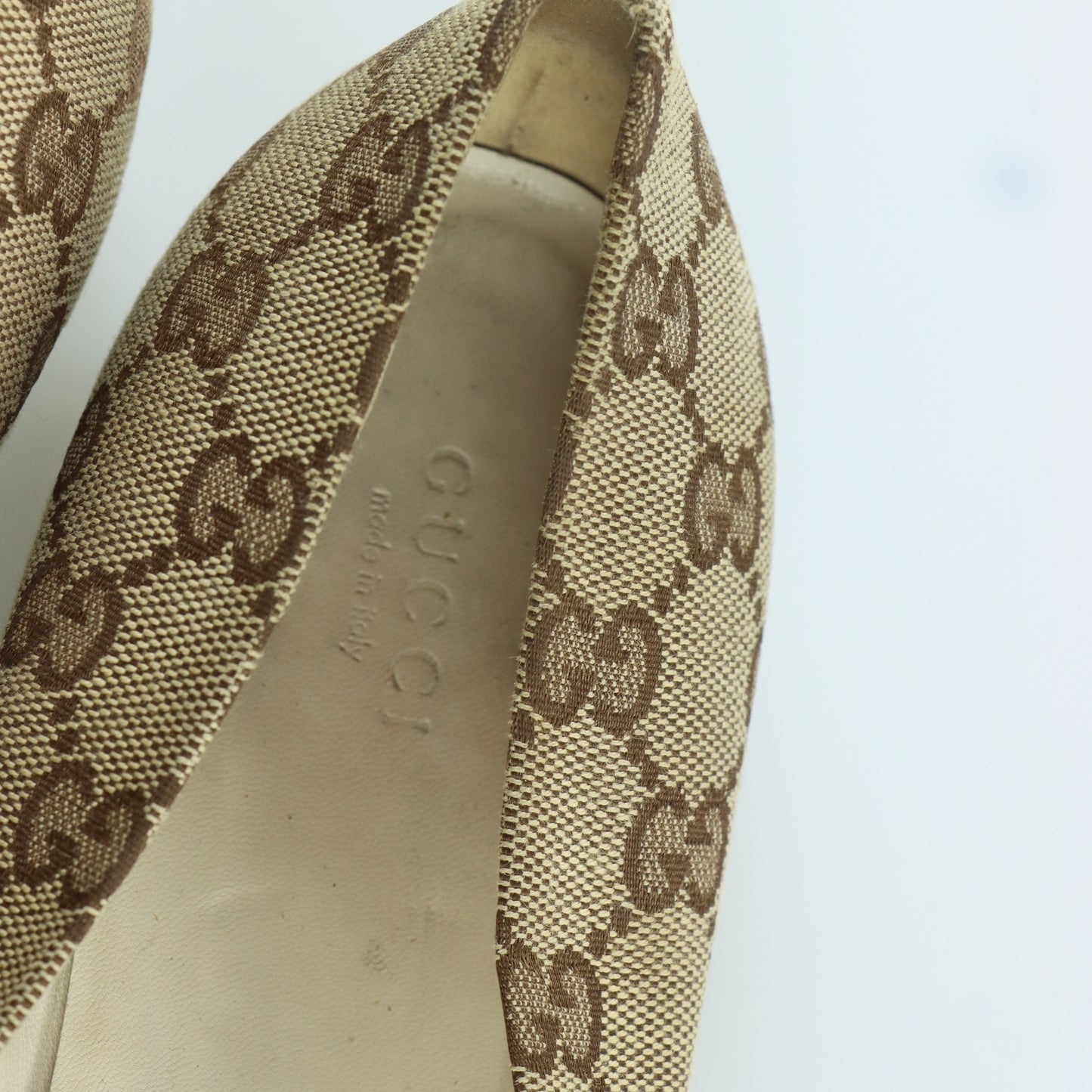 GUCCI 'ITALY Made' Monogram Bamboo Horse-Bit Pointed Toe Flats (40C)