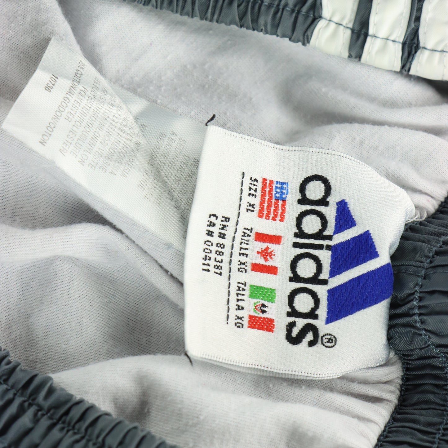ADIDAS Embroidered Logo Grey & White Tear Away Trackpants (XL)