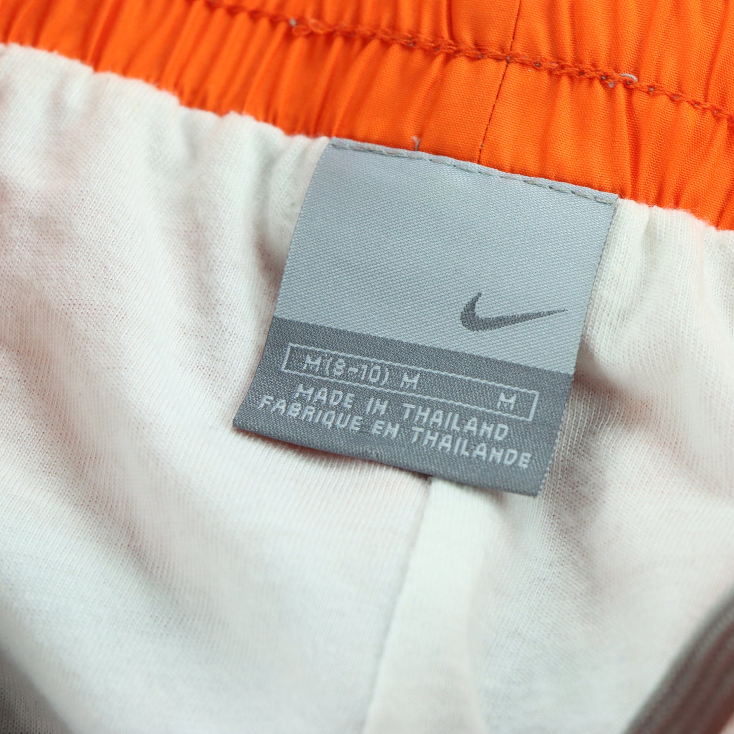 NIKE Embroidered Swoosh Logo Orange & Grey Drawstring Track Pants (M)