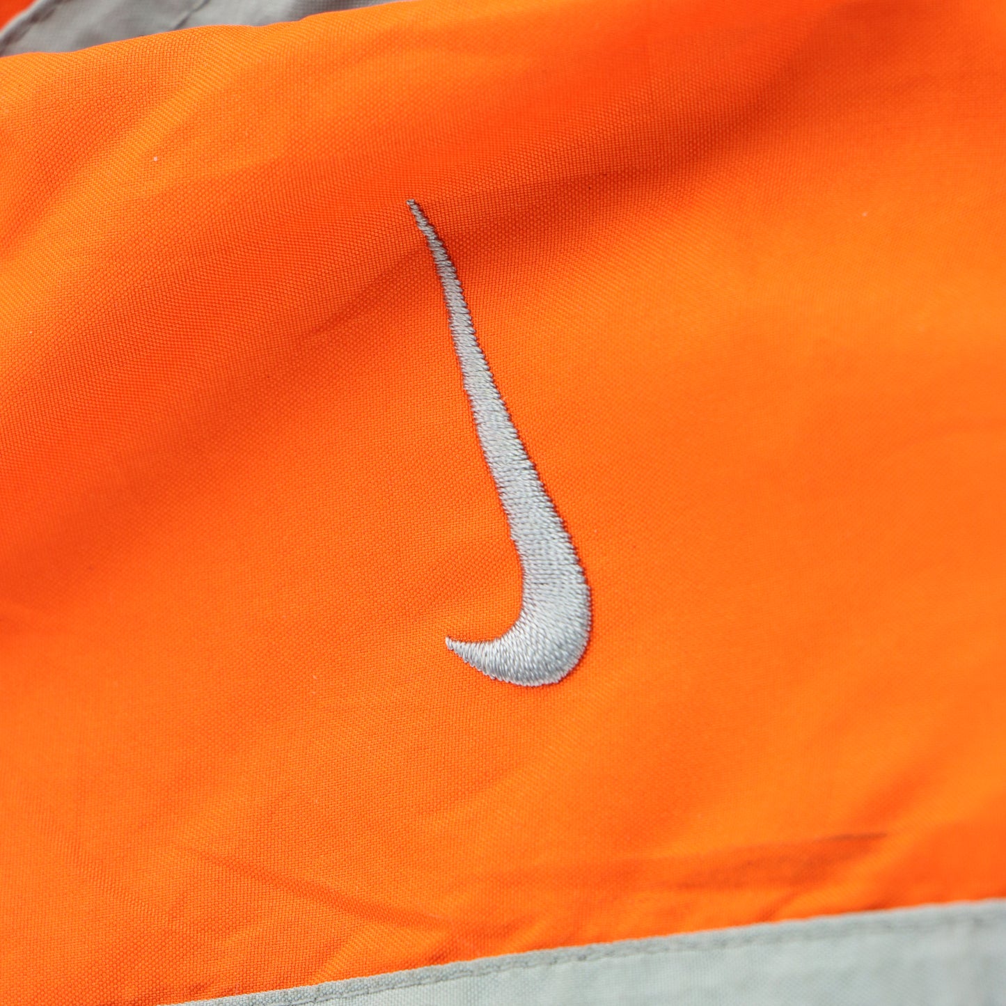 NIKE Embroidered Swoosh Logo Orange & Grey Drawstring Track Pants (M)