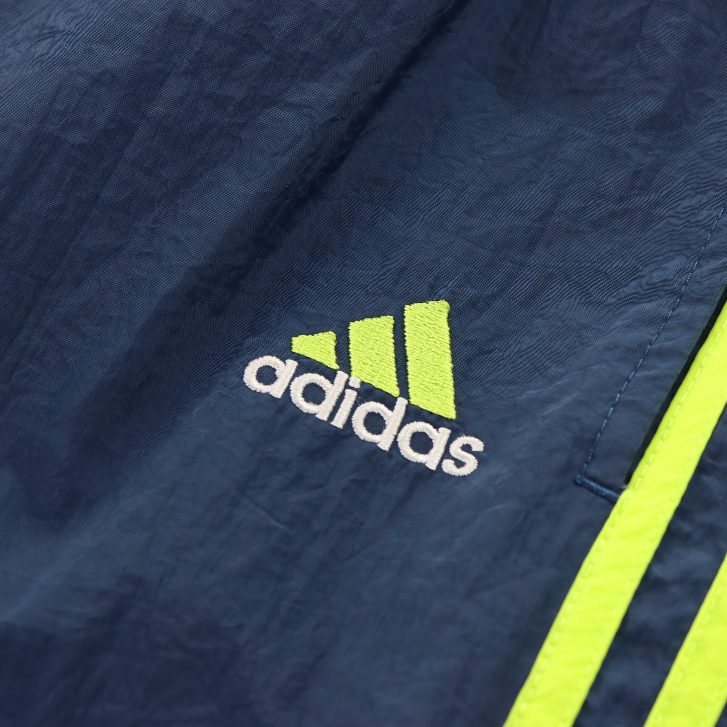 ADIDAS Embroidered Logo Navy & Fluro Yellow Track Pants (XS-S)