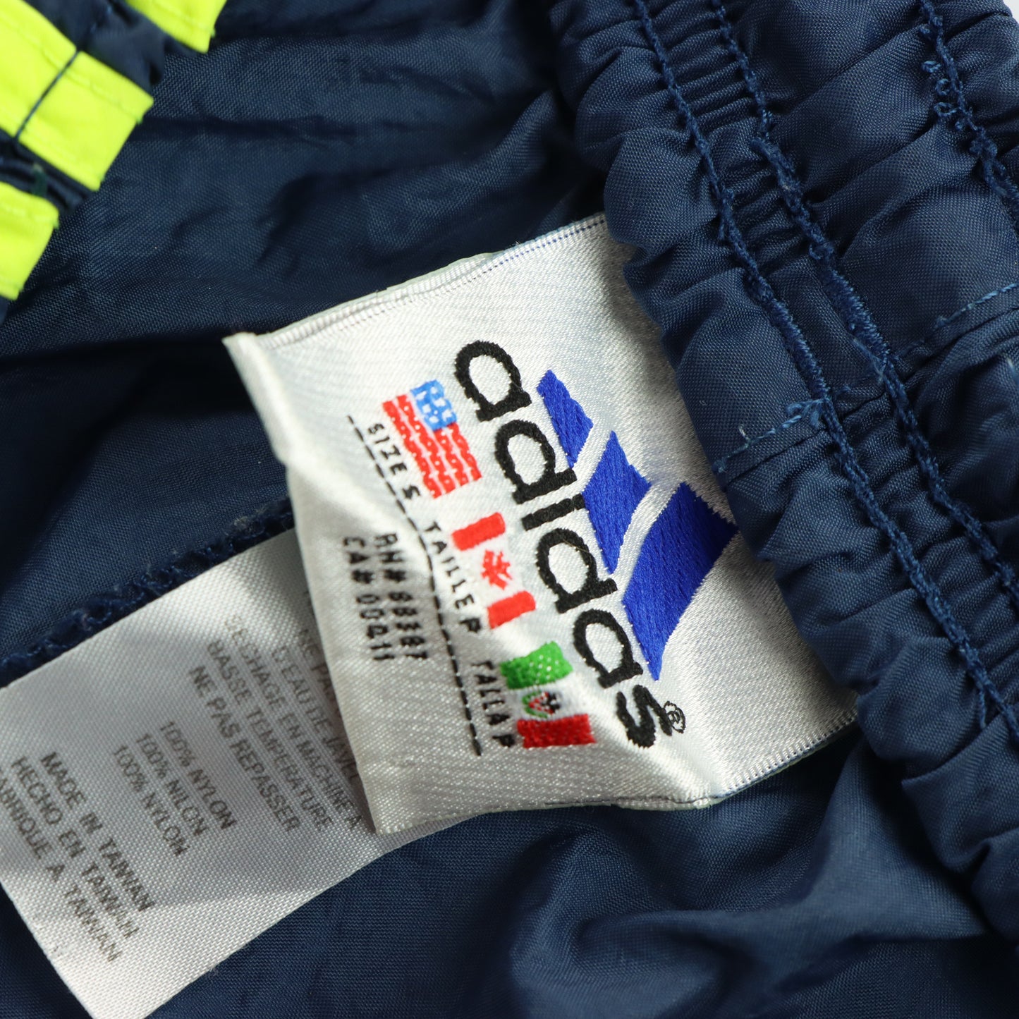 ADIDAS Embroidered Logo Navy & Fluro Yellow Track Pants (XS-S)
