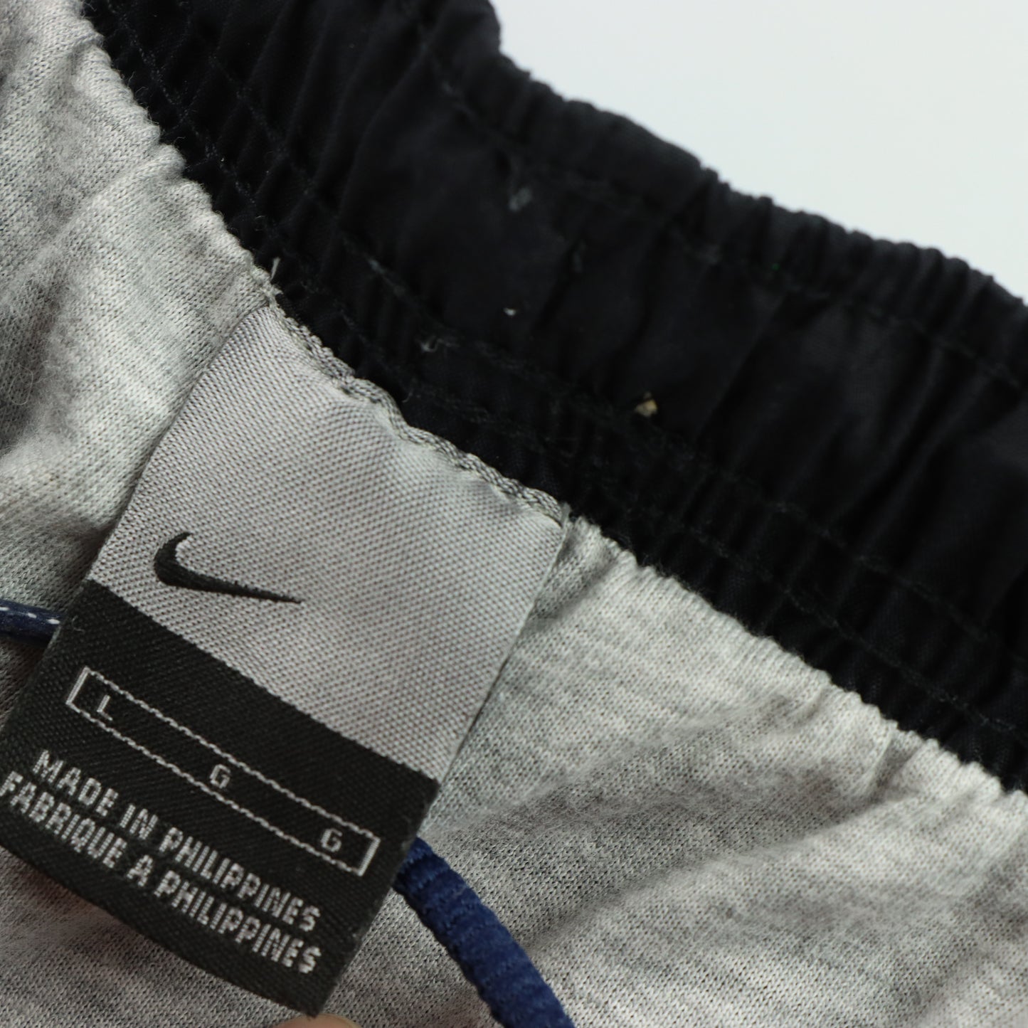 NIKE Embroidered Spell Out Logo Grey & Navy Track Pants (L)