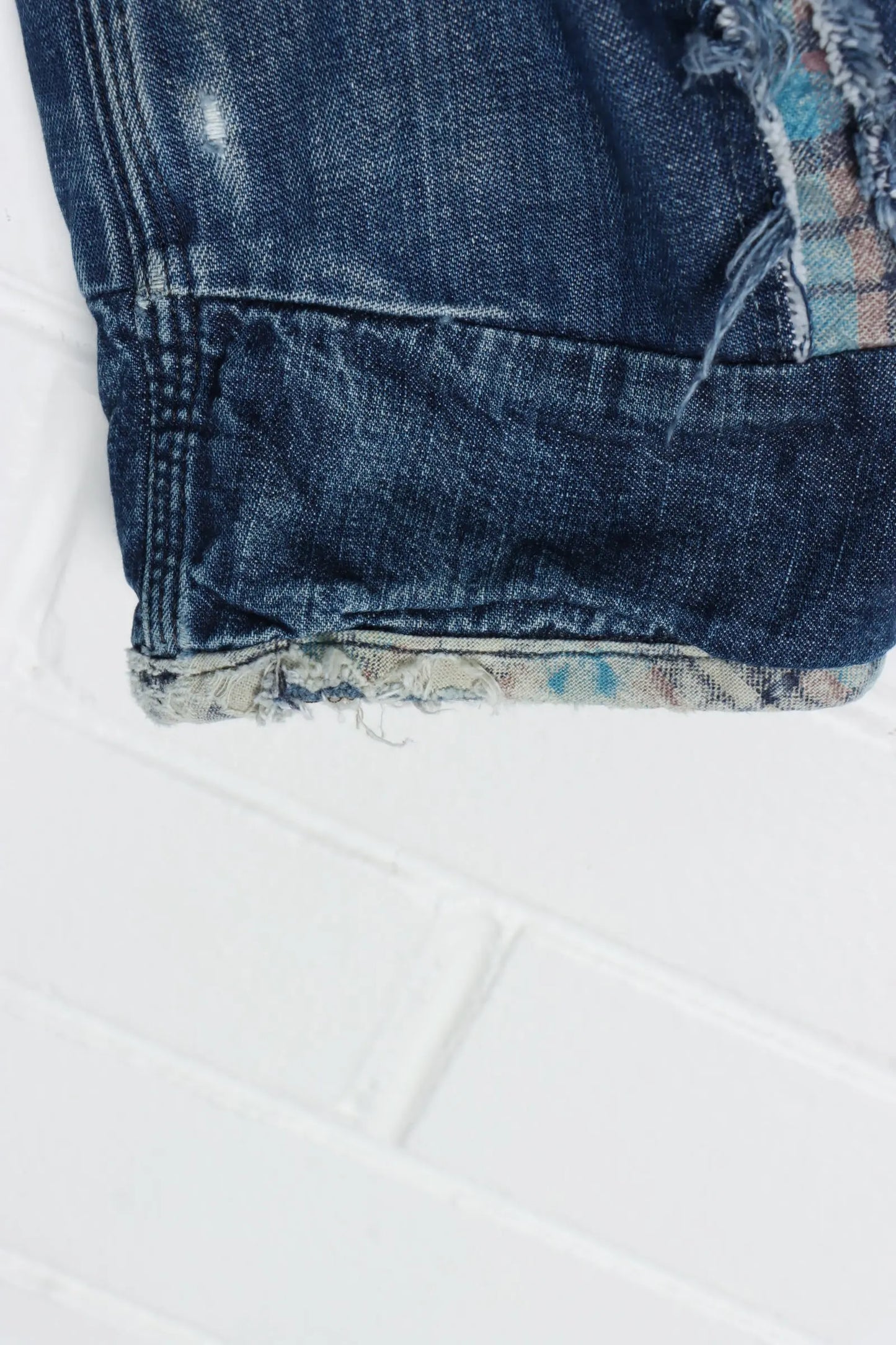 DIESEL Fleece Lined Distressed Patch Denim Jacket (L) Vintage Sole Melbourne