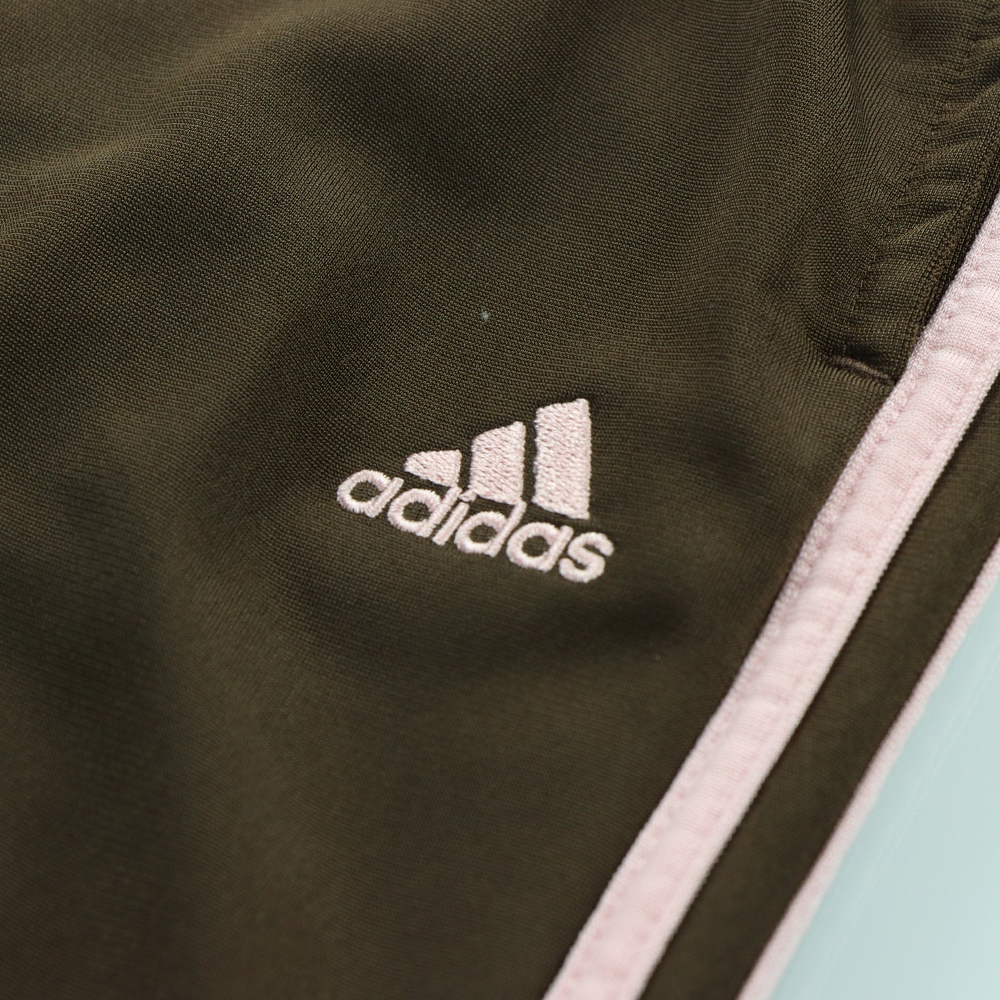 ADIDAS Embroidered Logo Brown & Pink 3 Stripe Track Pants (L)