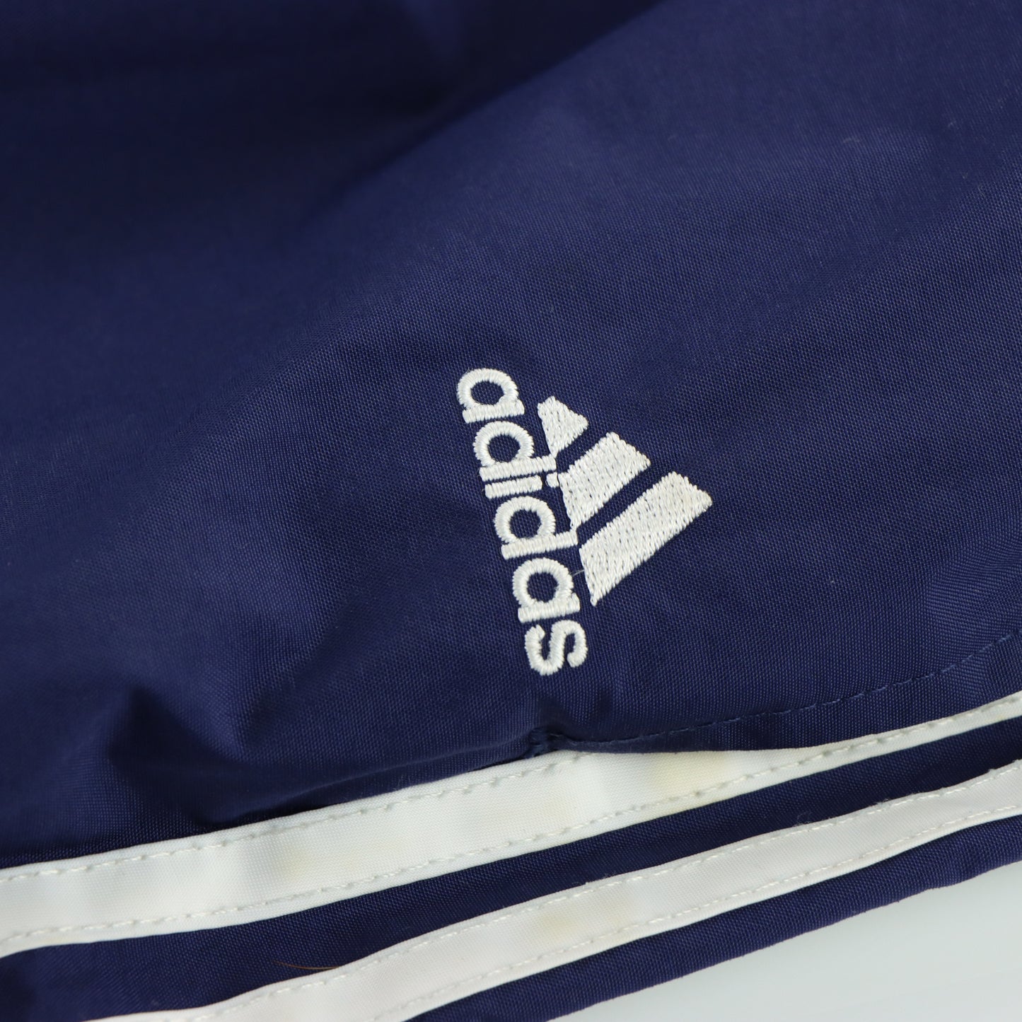 ADIDAS Embroidered Logo Navy & White 3-Stripe Track Pants (L)