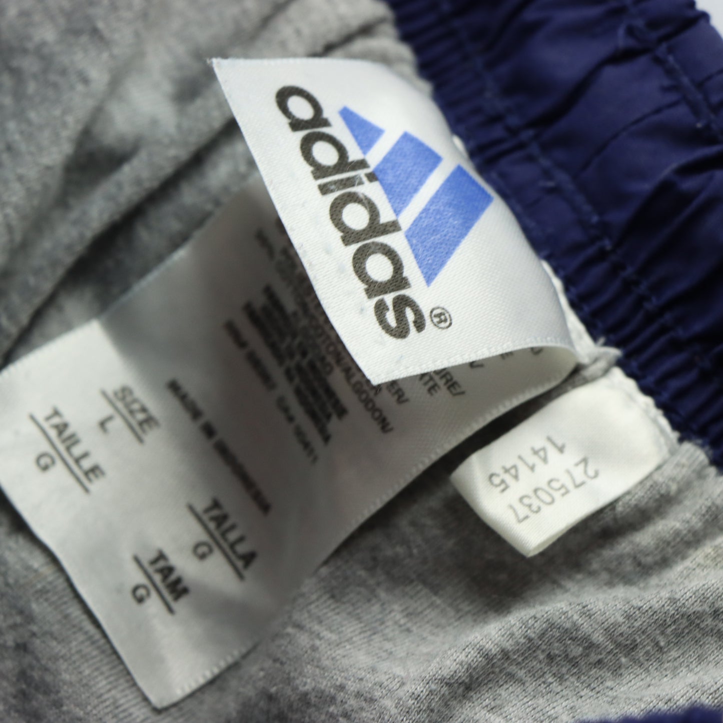 ADIDAS Embroidered Logo Navy & White 3-Stripe Track Pants (L)